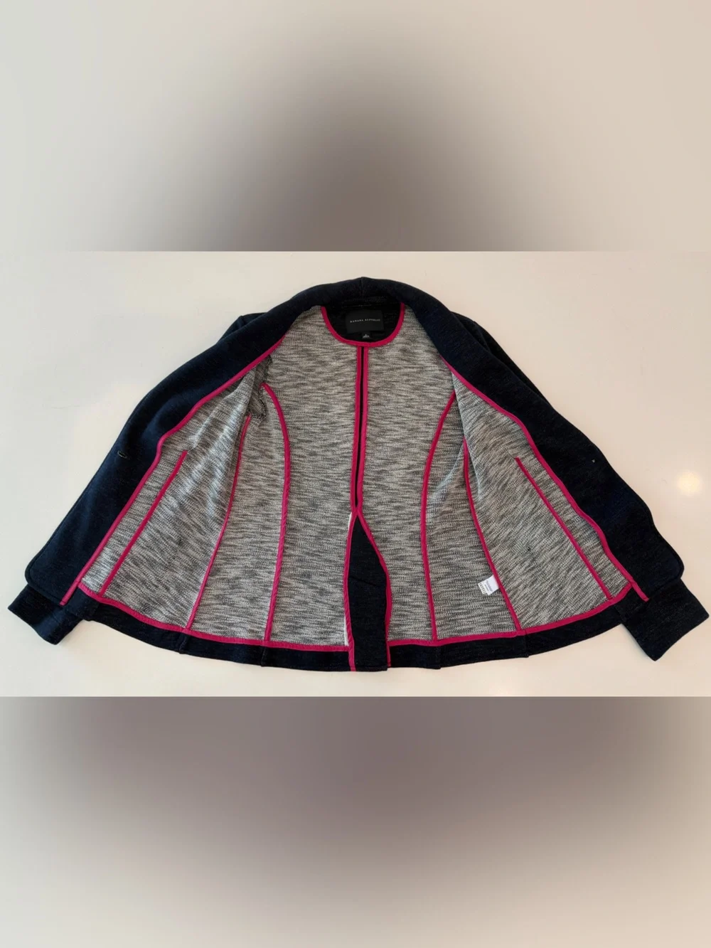 Banana Republic Navy Knit Blazer with Pink Trim